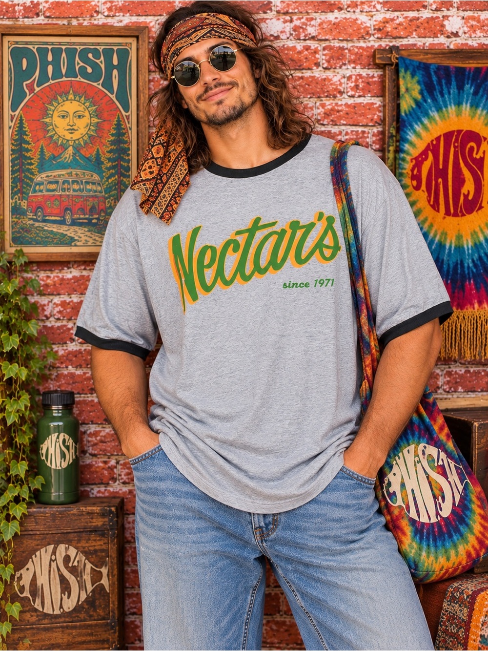 Vintage 90's Nectar's Gray Phish Crew Neck Tee